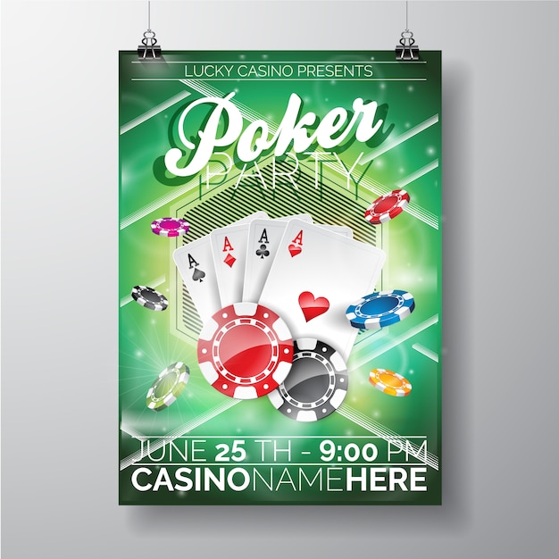 Vecteur gratuit modèle d'affiche de partie de poker