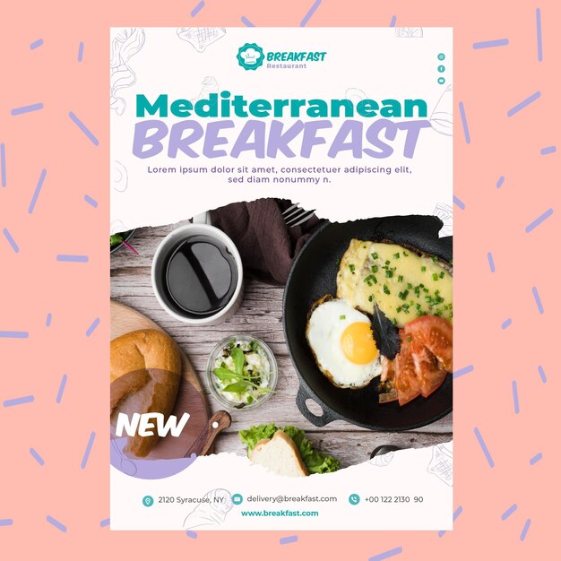 Modèle d'affiche de petit déjeuner savoureux