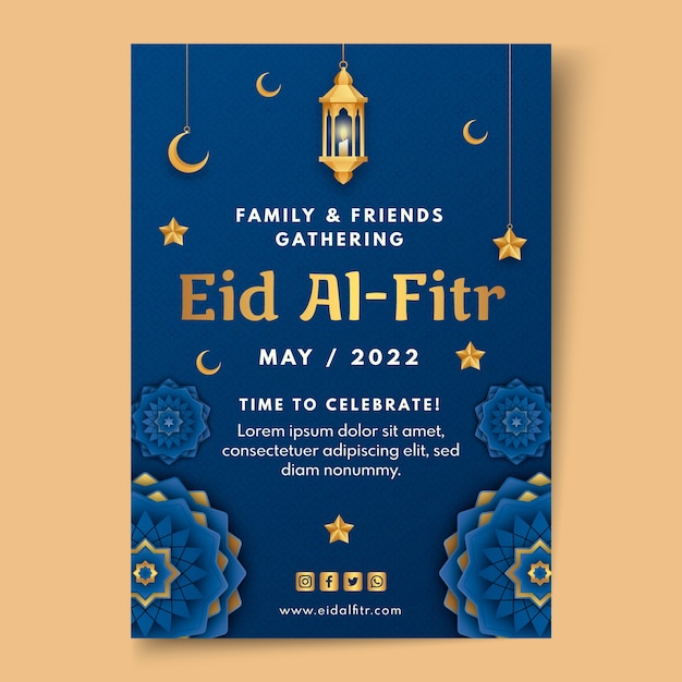 Vecteur gratuit modèle d'affiche plat eid al-fitr