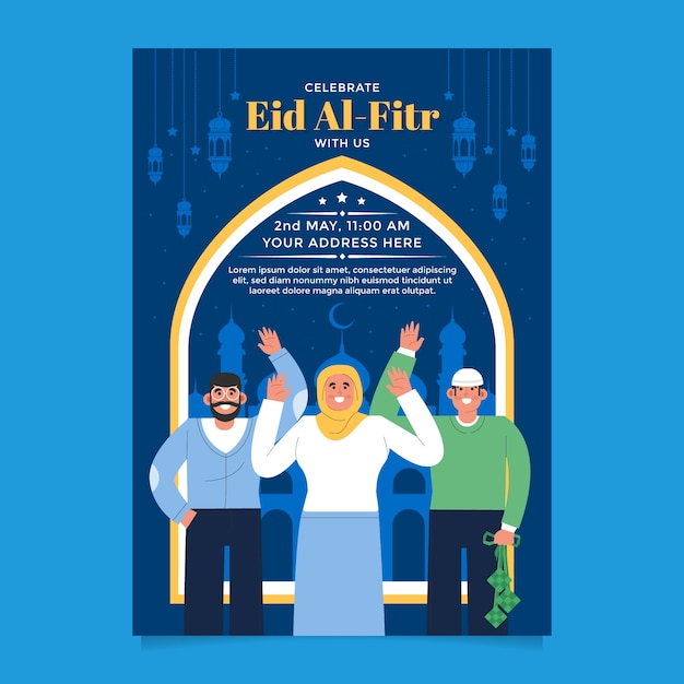 Modèle D'affiche Plat Eid Al-fitr