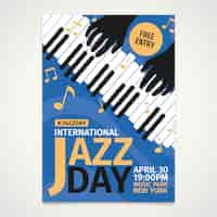 Vecteur gratuit modèle d'affiche plat de la journée internationale du jazz