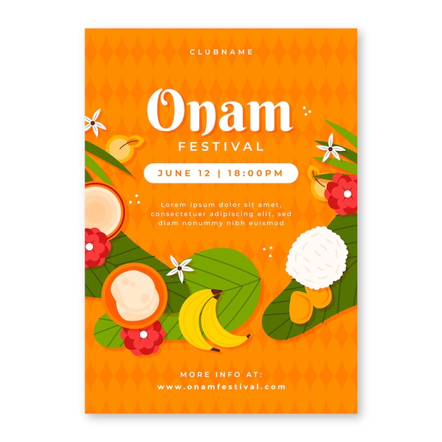 Modèle D'affiche Plate Pour La Célébration D'onam