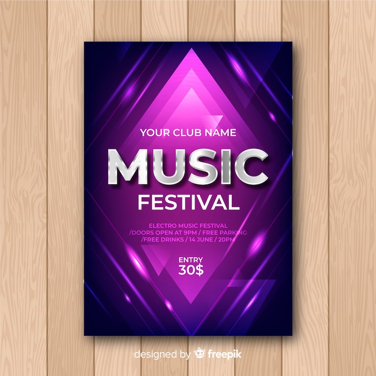Vecteur gratuit modèle d&#39;affiche pour le festival de musique abstraite