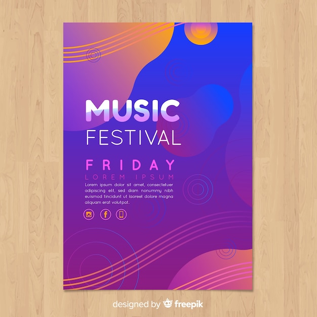 Modèle D'affiche Pour Le Festival De Musique Colorée