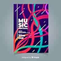 Vecteur gratuit modèle d'affiche pour le festival de musique colorée