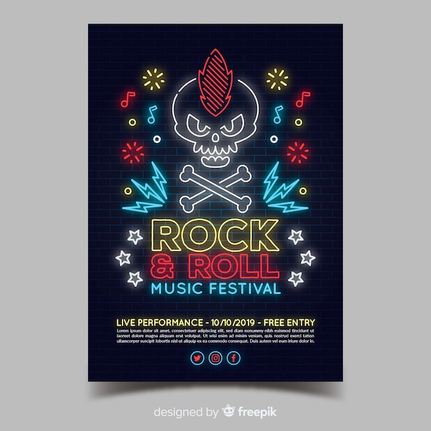 Modèle D'affiche Pour Le Festival De Musique Néons