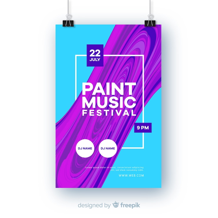 Vecteur gratuit modèle d&#39;affiche pour le festival de musique peinture abstraite