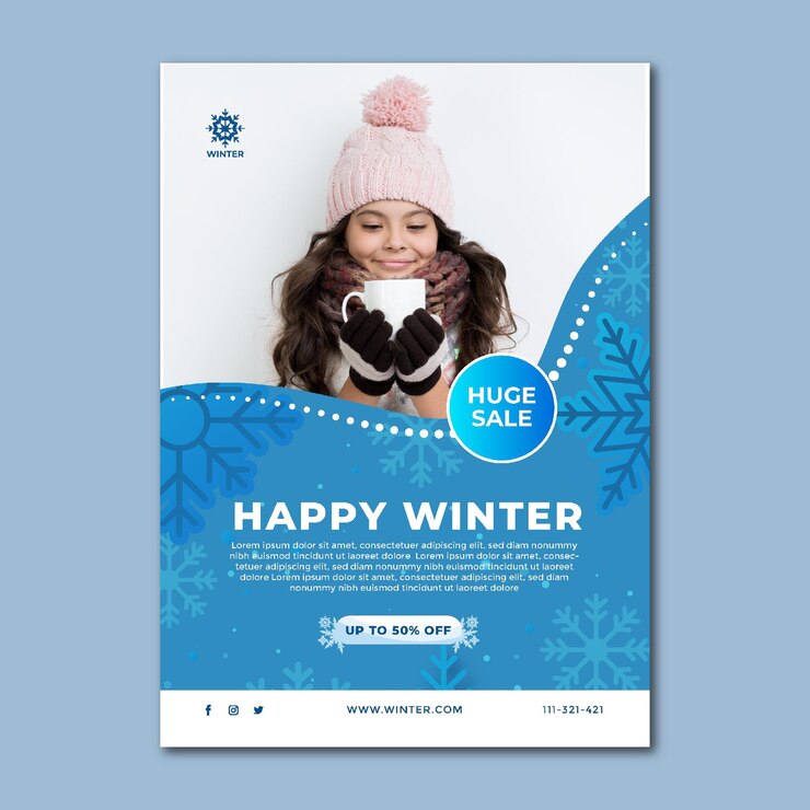 Vecteur gratuit modèle d'affiche pour les soldes d'hiver