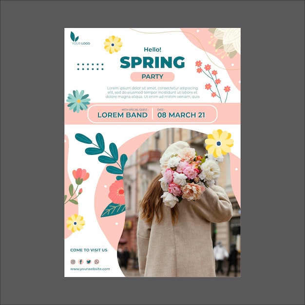 Vecteur gratuit modèle d'affiche de printemps