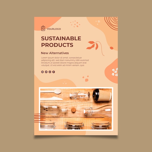 Vecteur gratuit modèle d'affiche de produits sustainabe