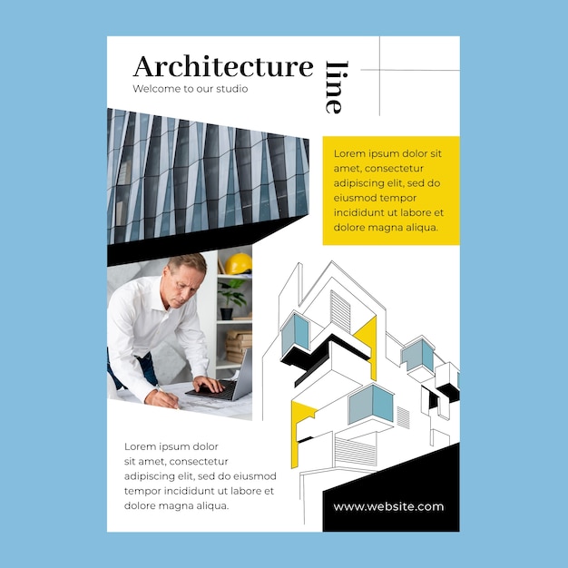 Vecteur gratuit modèle d'affiche de projet d'architecture design plat
