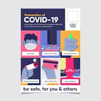 Vecteur gratuit modèle d'affiche de protocole de coronavirus pour entreprise