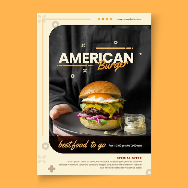 Vecteur gratuit modèle d'affiche de pub de cuisine américaine