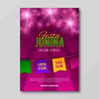 Vecteur gratuit modèle d'affiche réaliste festa junina