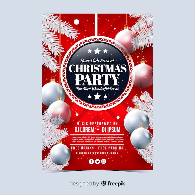 Vecteur gratuit modèle d'affiche réaliste de fête de noël