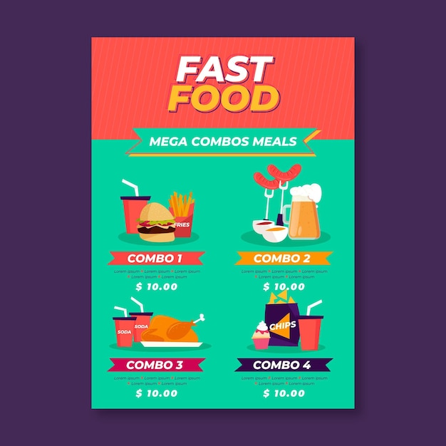 Vecteur gratuit modèle d'affiche de repas combinés