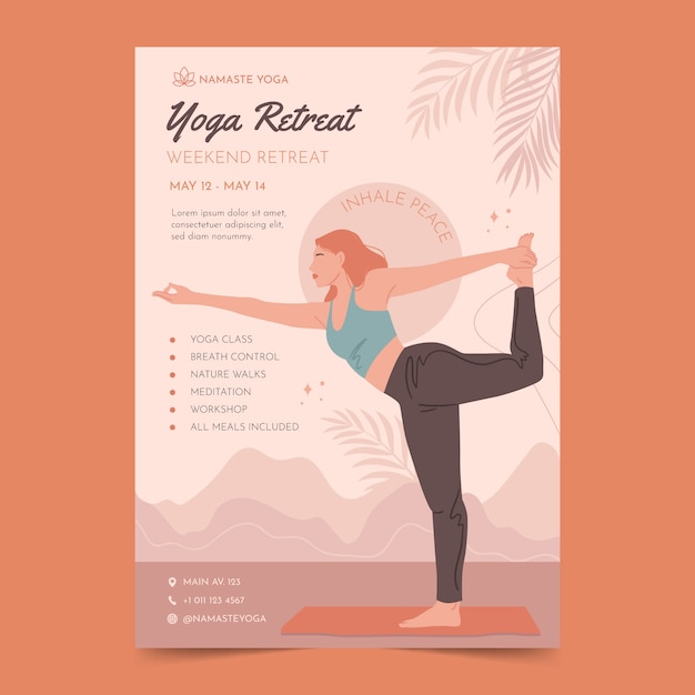 Modèle D'affiche De Retraite De Yoga