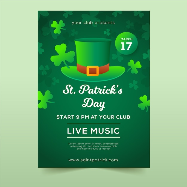 Vecteur gratuit modèle d'affiche de la saint-patrick au design plat