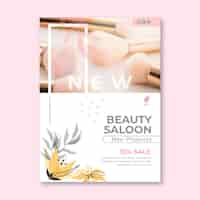 Vecteur gratuit modèle d'affiche de salon de beauté avec remise