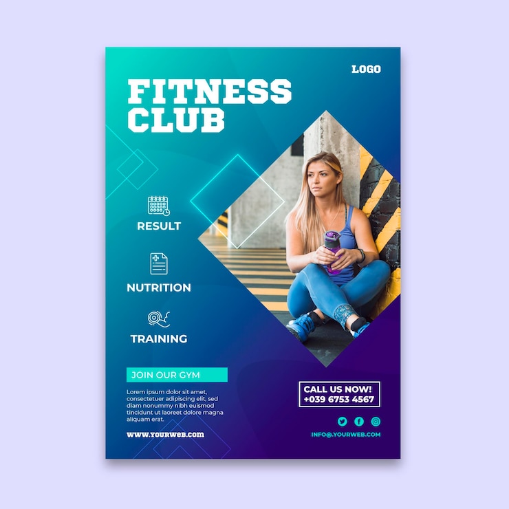 Vecteur gratuit modèle d'affiche de sport dégradé