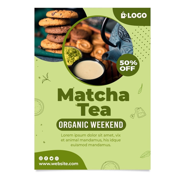 Vecteur gratuit modèle d'affiche de thé matcha