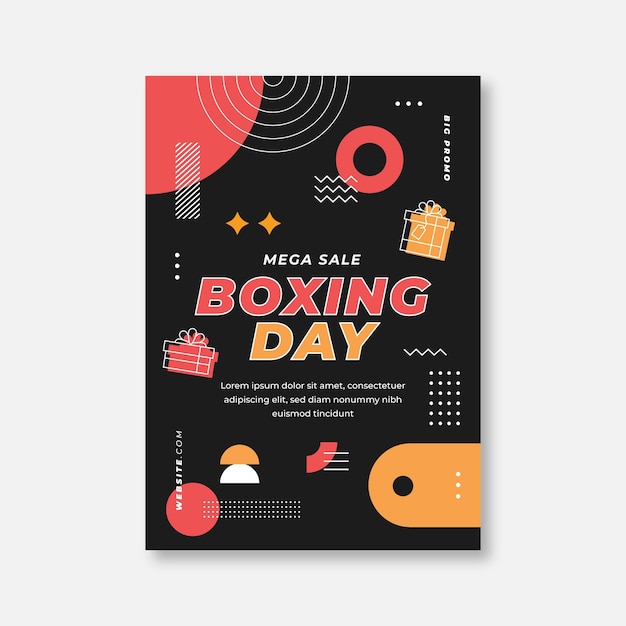 Vecteur gratuit modèle d'affiche de vente de boxe vertical plat