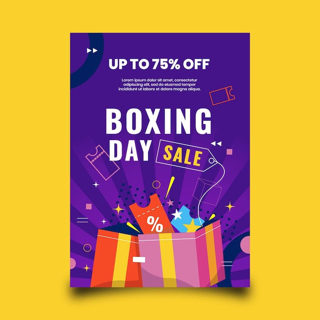 Modèle d'affiche de vente de boxe vertical plat