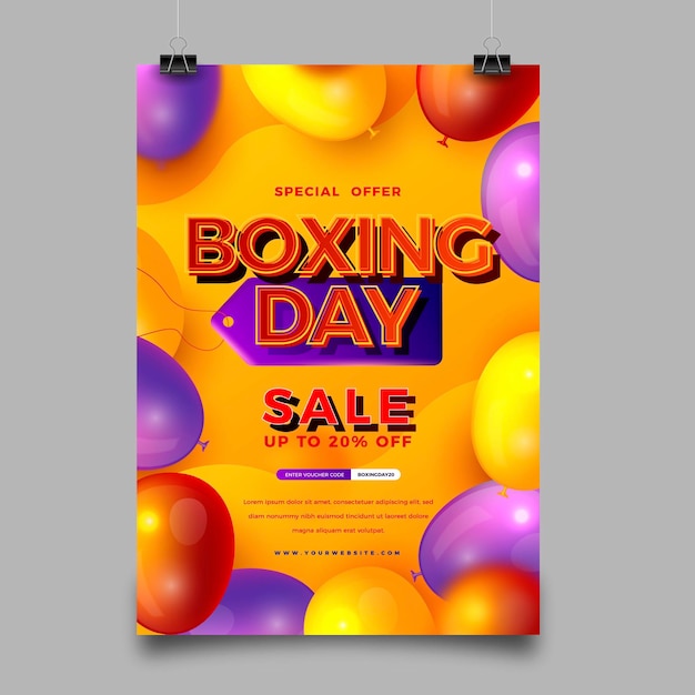 Modèle D'affiche De Vente De Boxe Vertical Réaliste