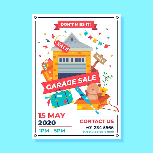 Vecteur gratuit modèle d'affiche de vente de garage