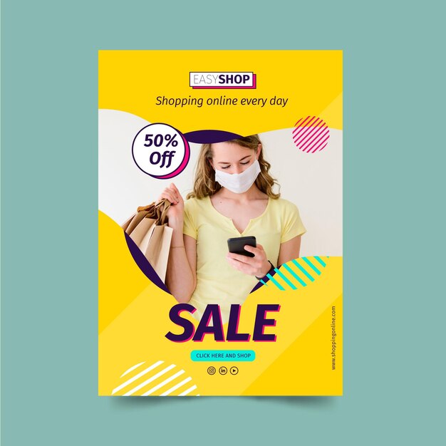 Modèle d'affiche de vente avec photo