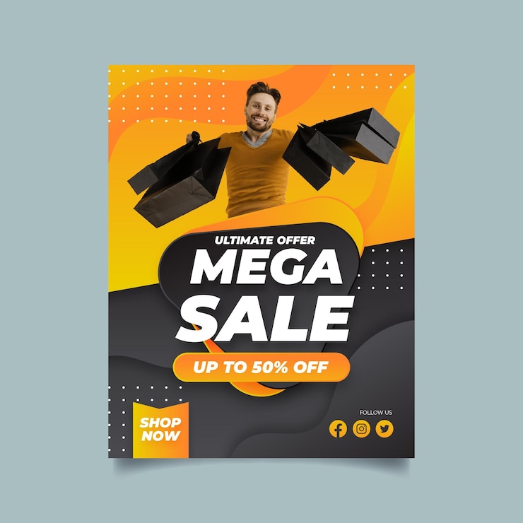 Vecteur gratuit modèle d'affiche de vente verticale dégradé avec photo