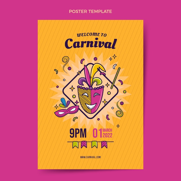 Modèle D'affiche Verticale De Carnaval Dessiné à La Main