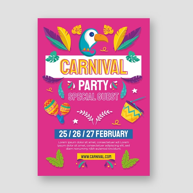 Modèle D'affiche Verticale De Carnaval Plat