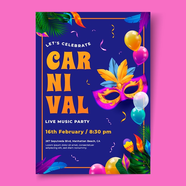 Modèle D'affiche Verticale De Célébration De Carnaval