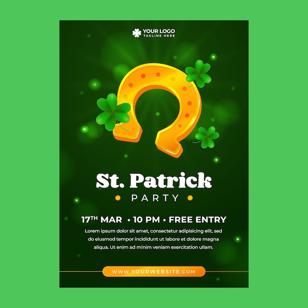 Vecteur gratuit modèle d'affiche verticale de célébration de la saint patrick réaliste