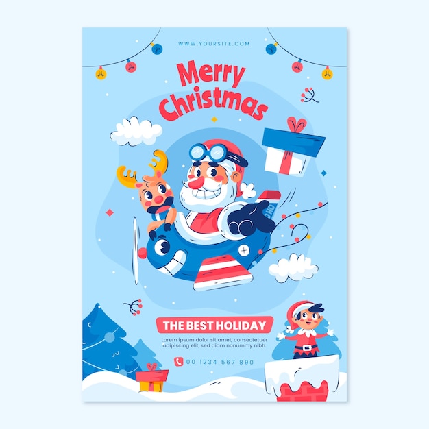 Vecteur gratuit modèle d'affiche verticale de célébration de la saison de noël