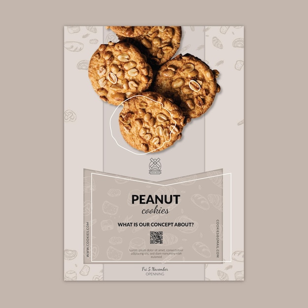 Vecteur gratuit modèle d'affiche verticale de cookies