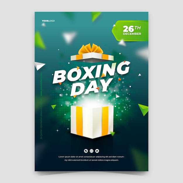 Vecteur gratuit modèle d'affiche verticale dégradé boxing day