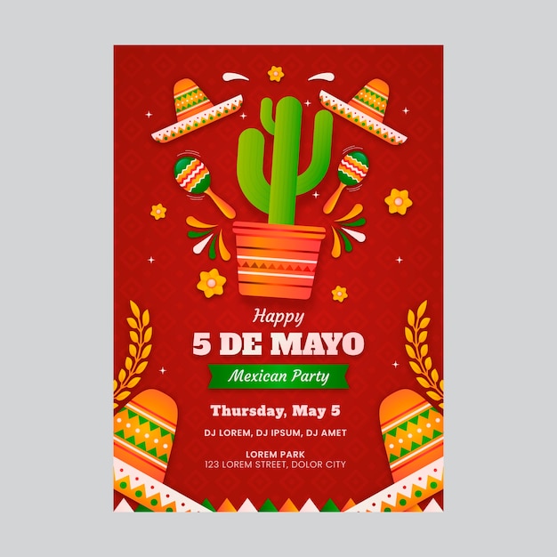 Modèle D'affiche Verticale Dégradé Cinco De Mayo