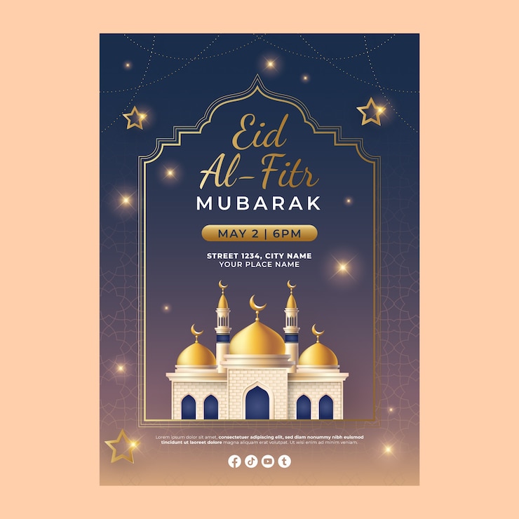 Vecteur gratuit modèle d'affiche verticale dégradé eid al-fitr