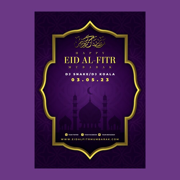 Modèle d'affiche verticale dégradé eid al-fitr