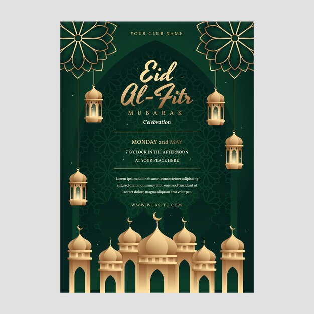 Modèle d'affiche verticale dégradé eid al-fitr