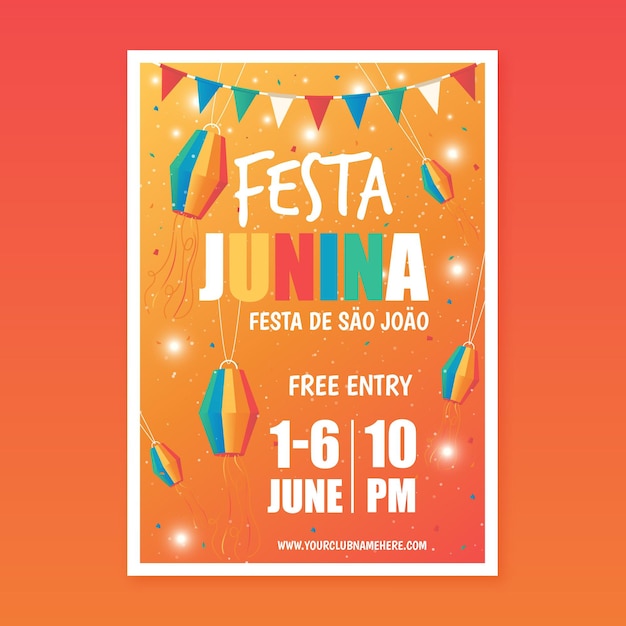 Modèle D'affiche Verticale Dégradé Festa Junina