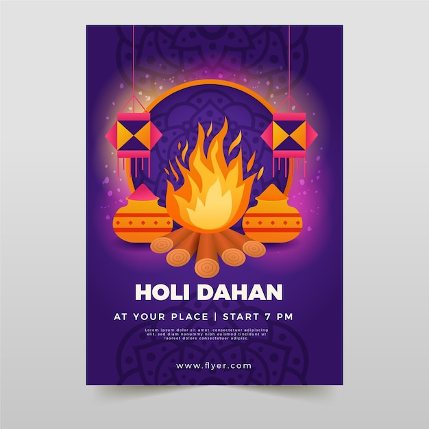 Modèle D'affiche Verticale Dégradé Holika Dahan