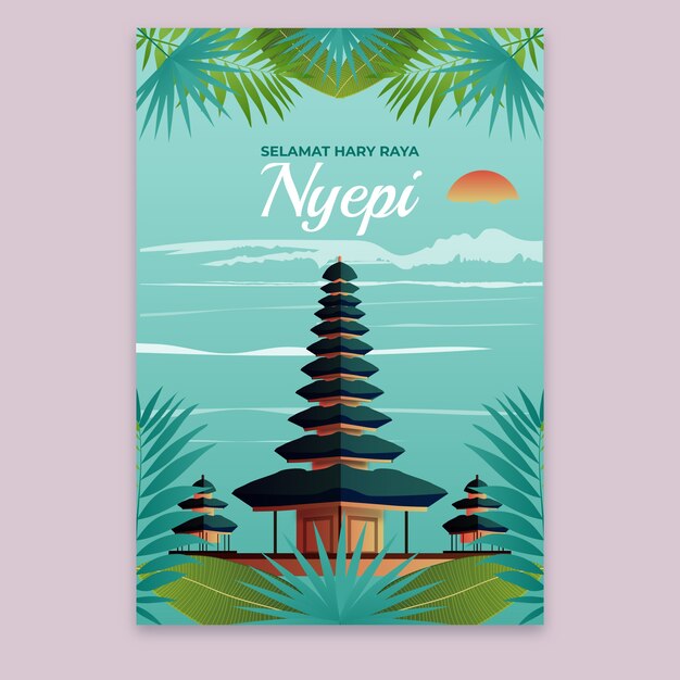 Modèle d'affiche verticale dégradé nyepi