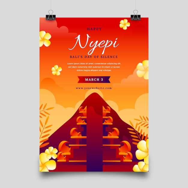 Vecteur gratuit modèle d'affiche verticale dégradé nyepi