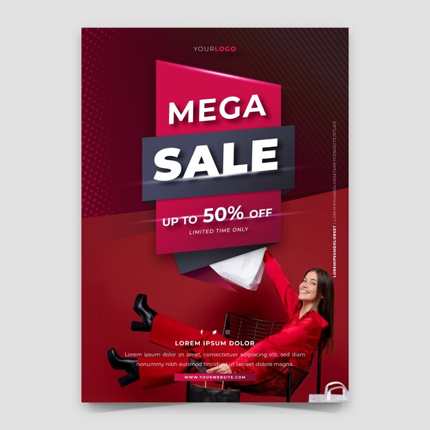 Modèle d'affiche verticale du vendredi noir dégradé