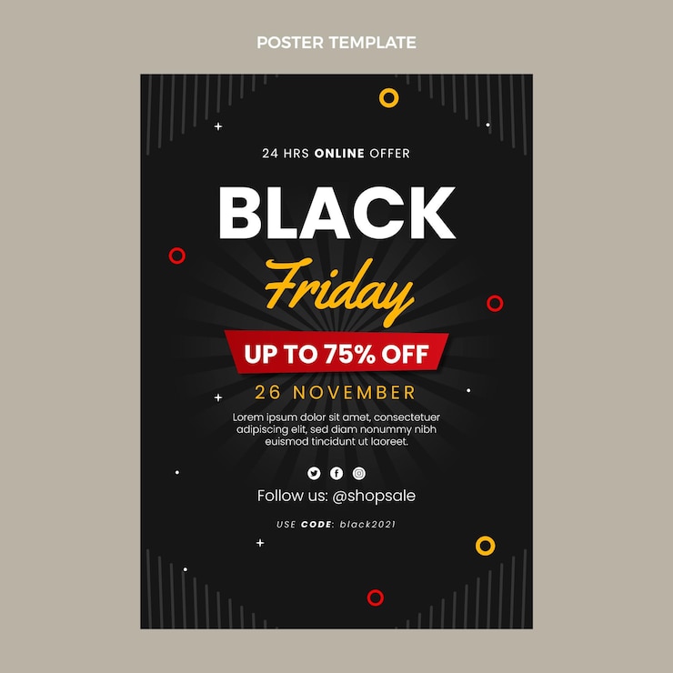 Vecteur gratuit modèle d'affiche verticale du vendredi noir plat