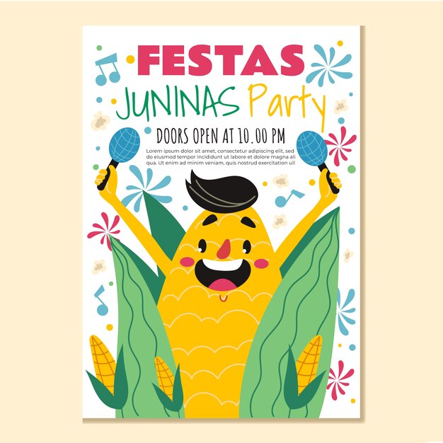 Modèle D'affiche Verticale Festas Juninas Plat