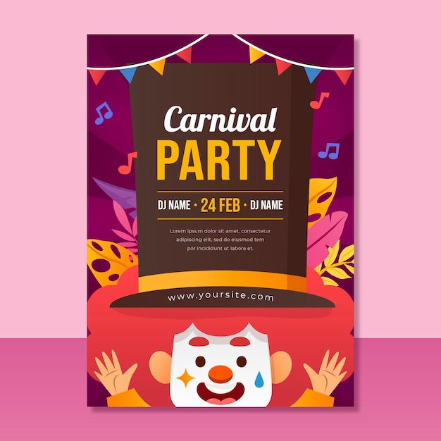 Modèle D'affiche Verticale De Fête De Carnaval Plat